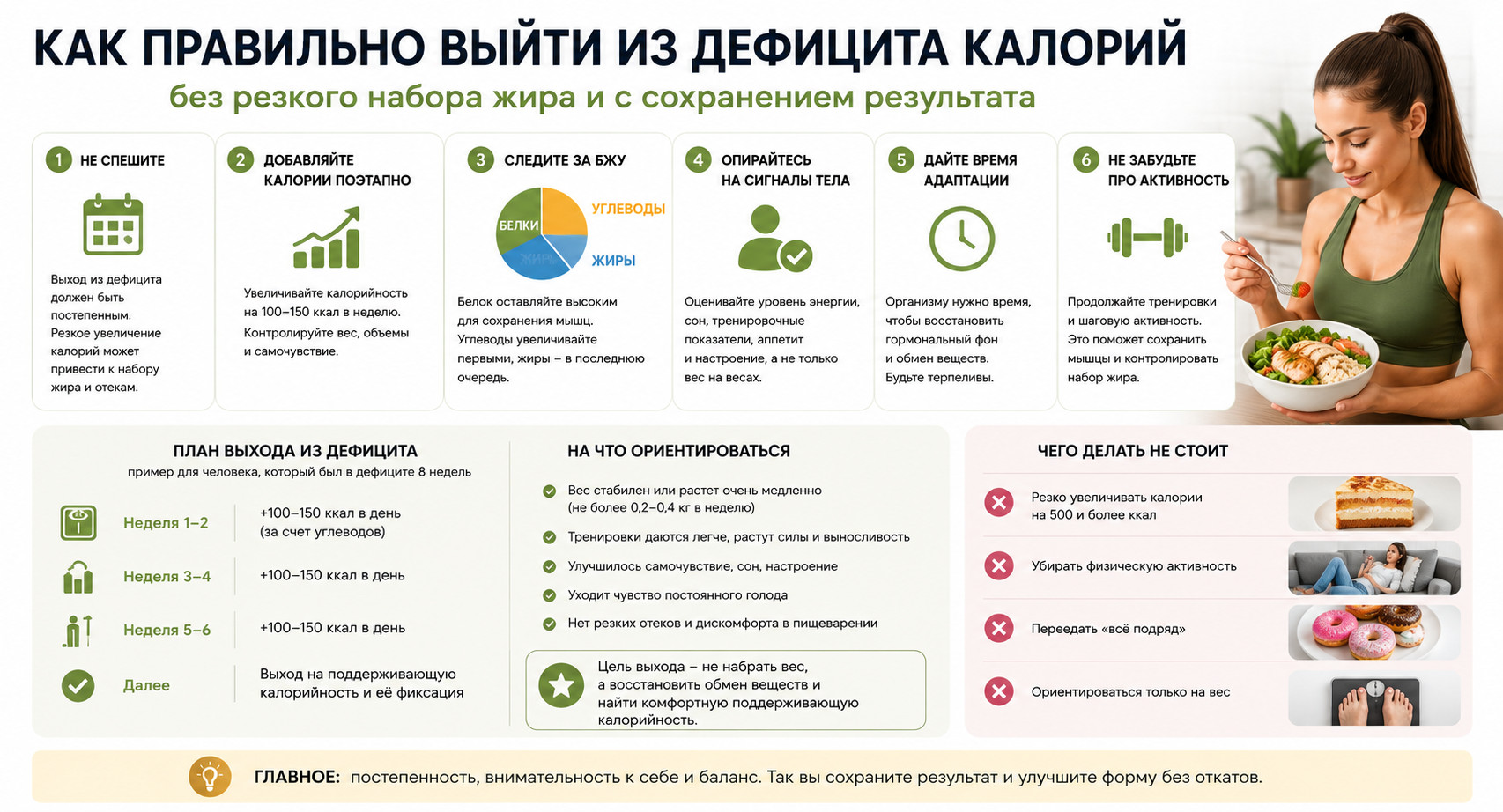 Как правильно выйти из дефицита калорий