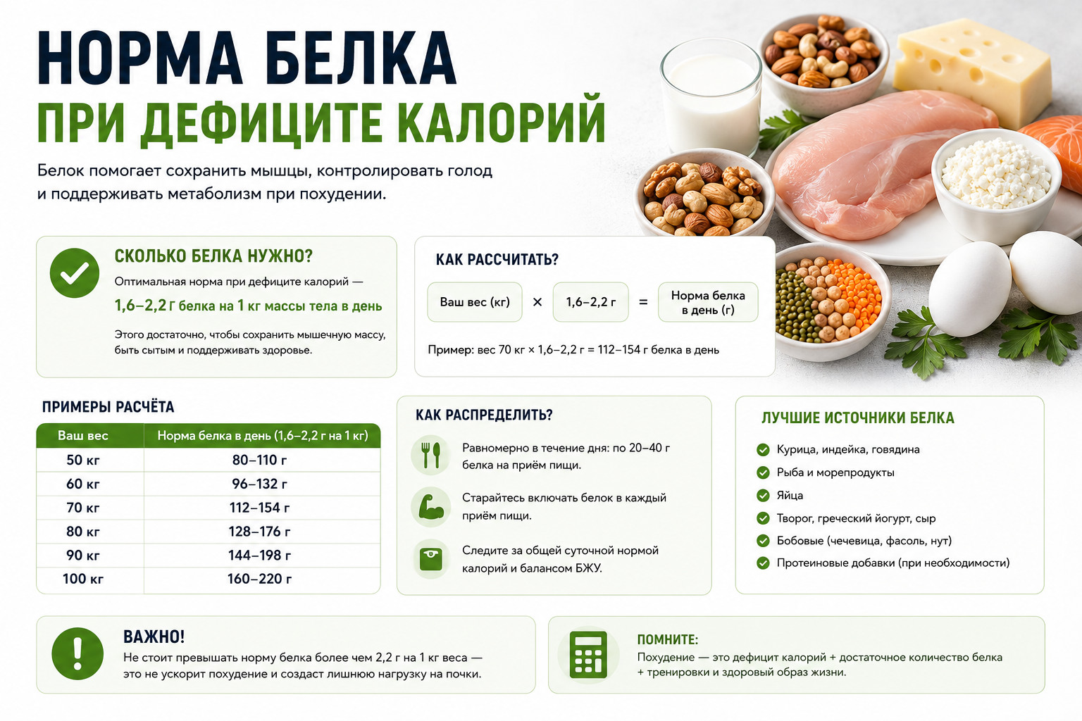 Норма белка при дефиците калорий
