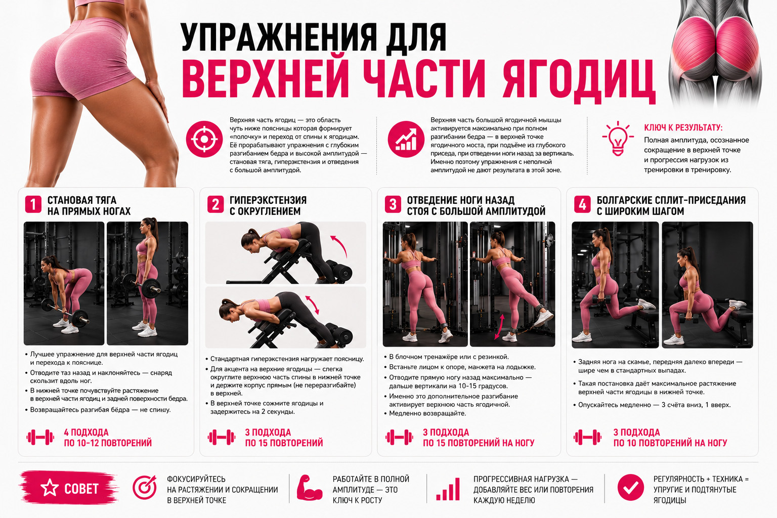 Упражнения для верхней части ягодиц

