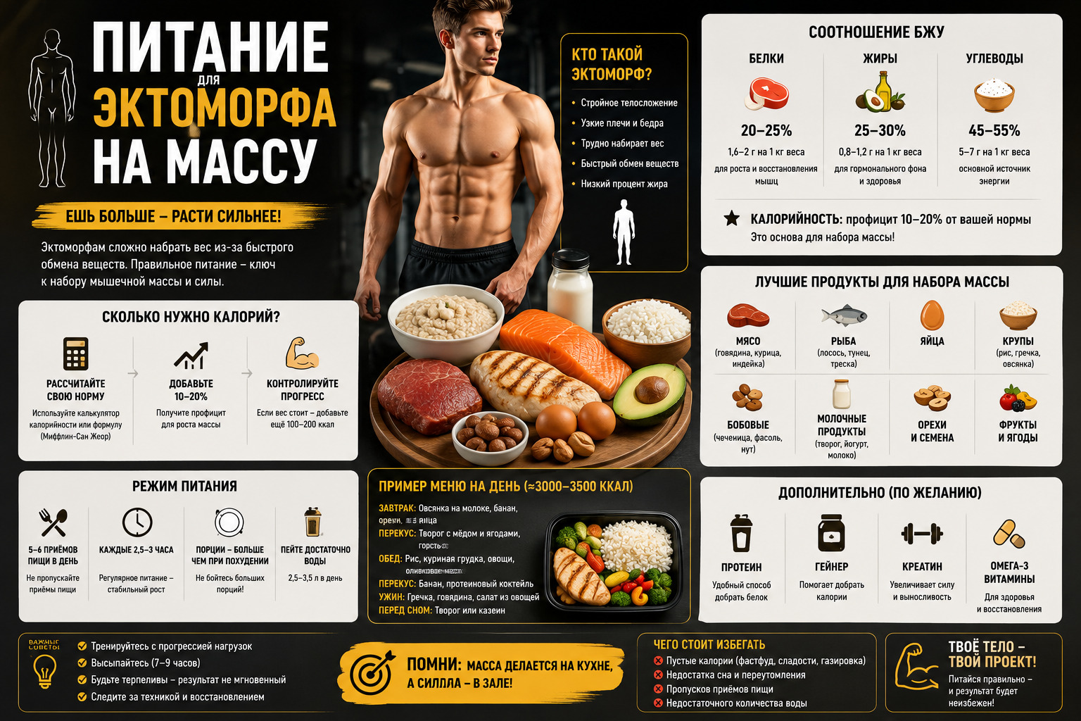 Питание для набора массы эктоморфа 