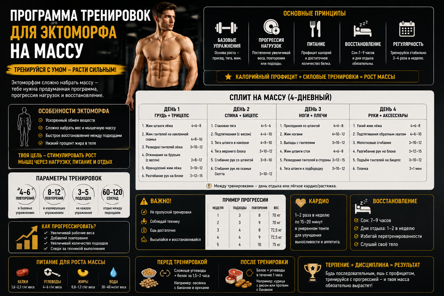 Программа тренировок для эктоморфа на массу