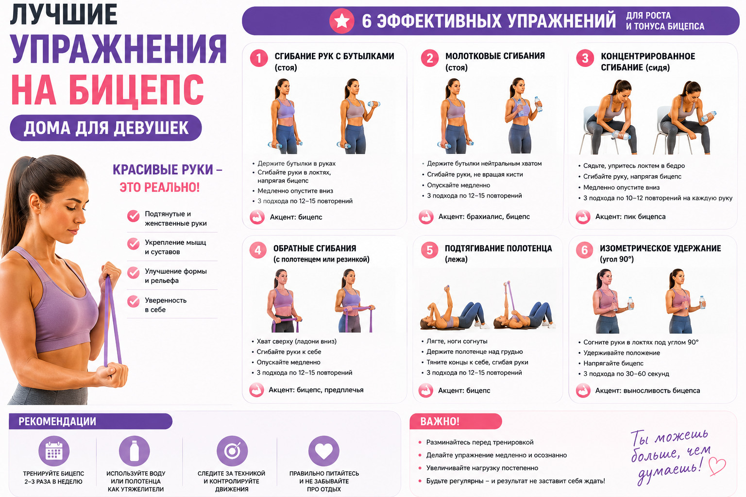 Лучшие упражнения на бицепс дома