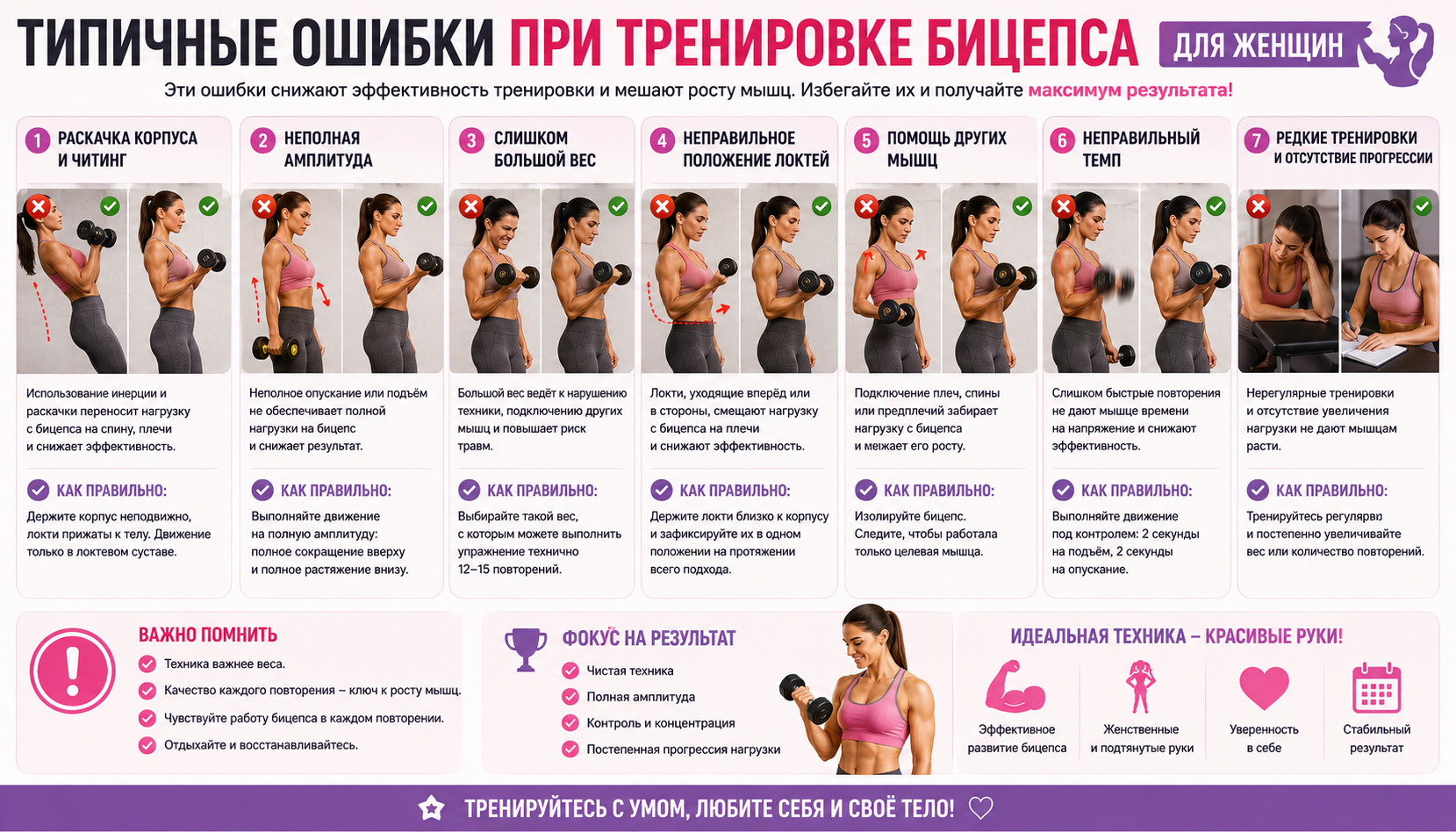 Типичные ошибки при тренировке бицепса