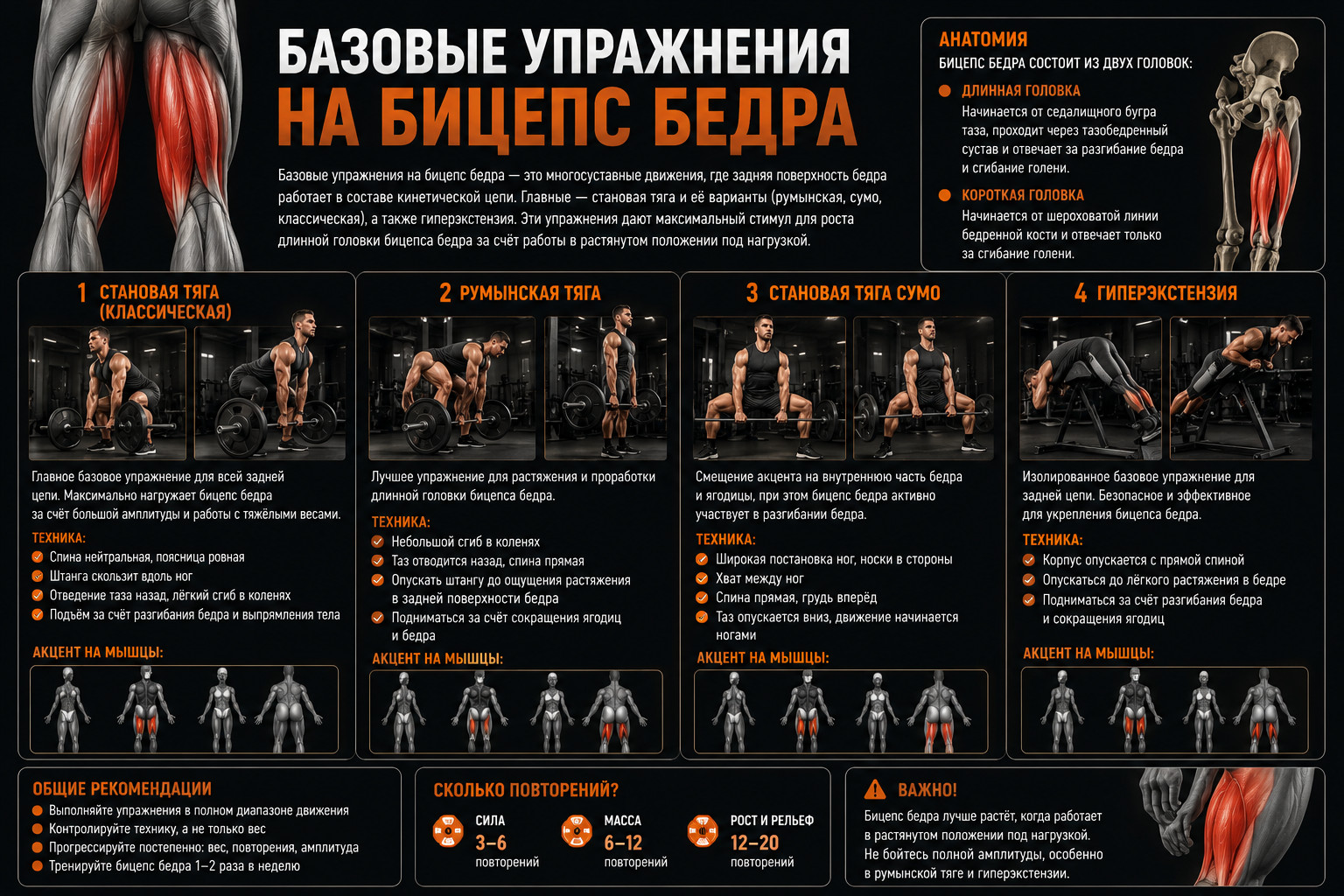Базовые упражнения на бицепс бедра