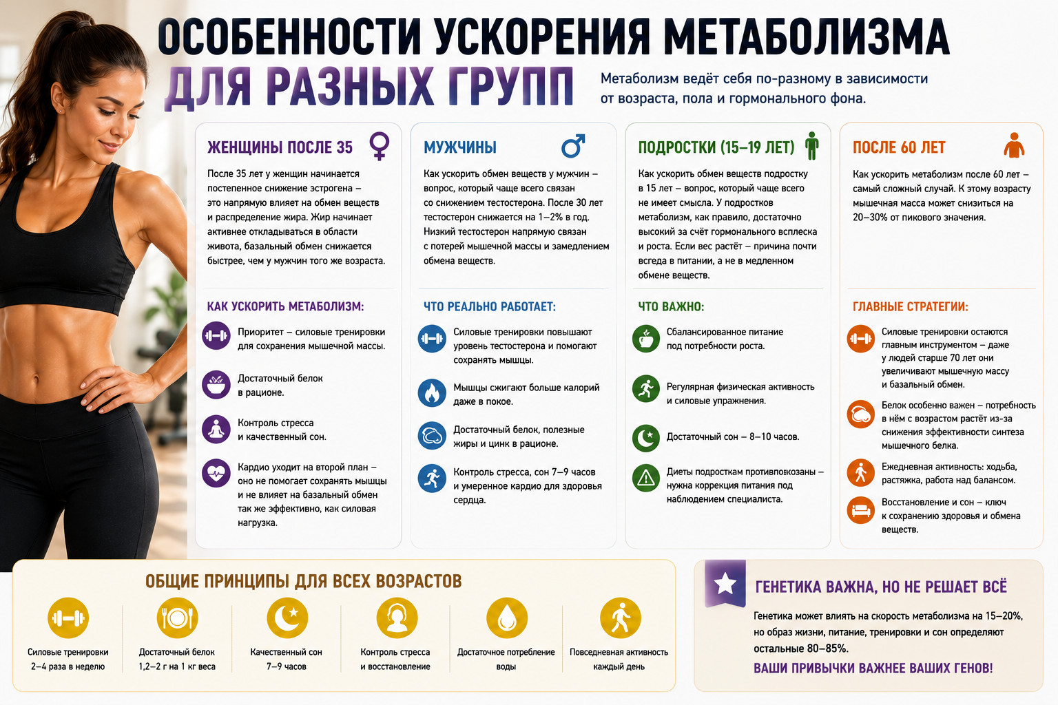 Ускорение метаболизма для разных групп

