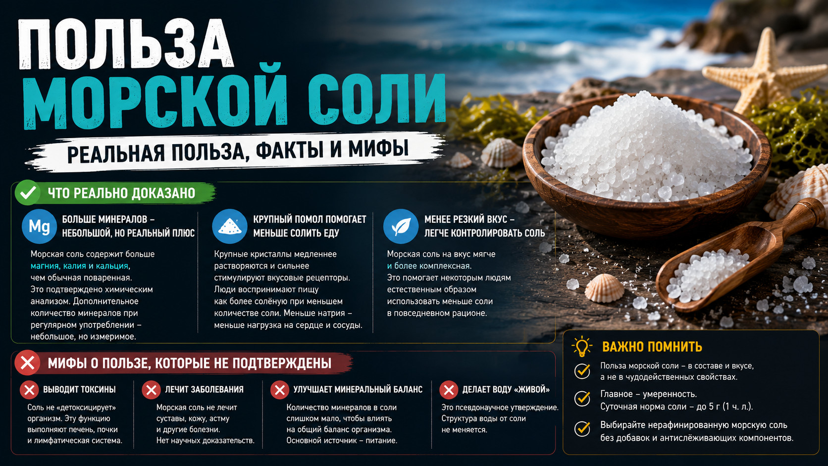 Польза морской соли и мифы


