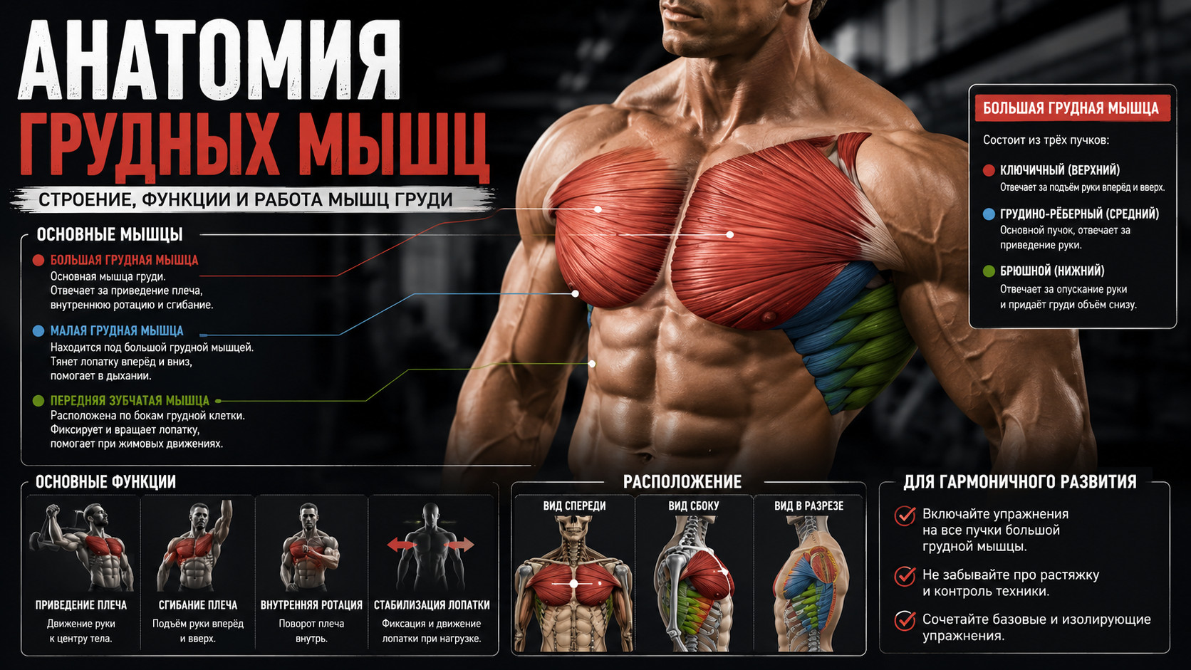 Анатомия грудных мышц в фитнесе

