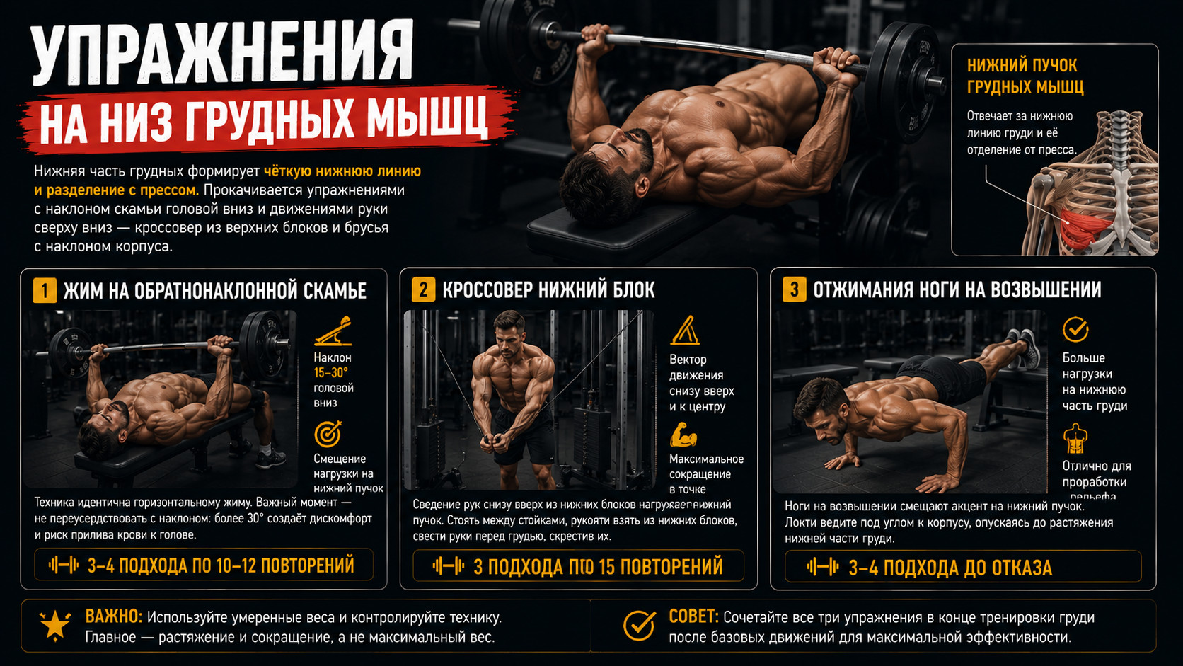 Упражнения для нижней части груди