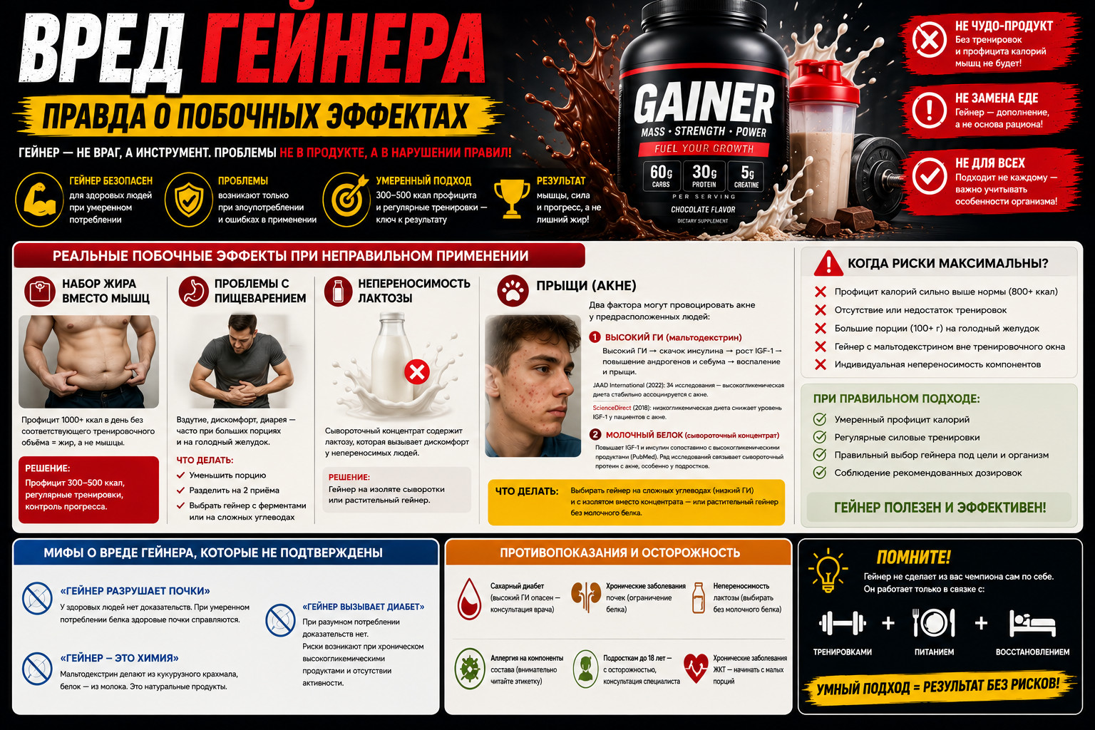 Вред гейнера: мифы и реальность 