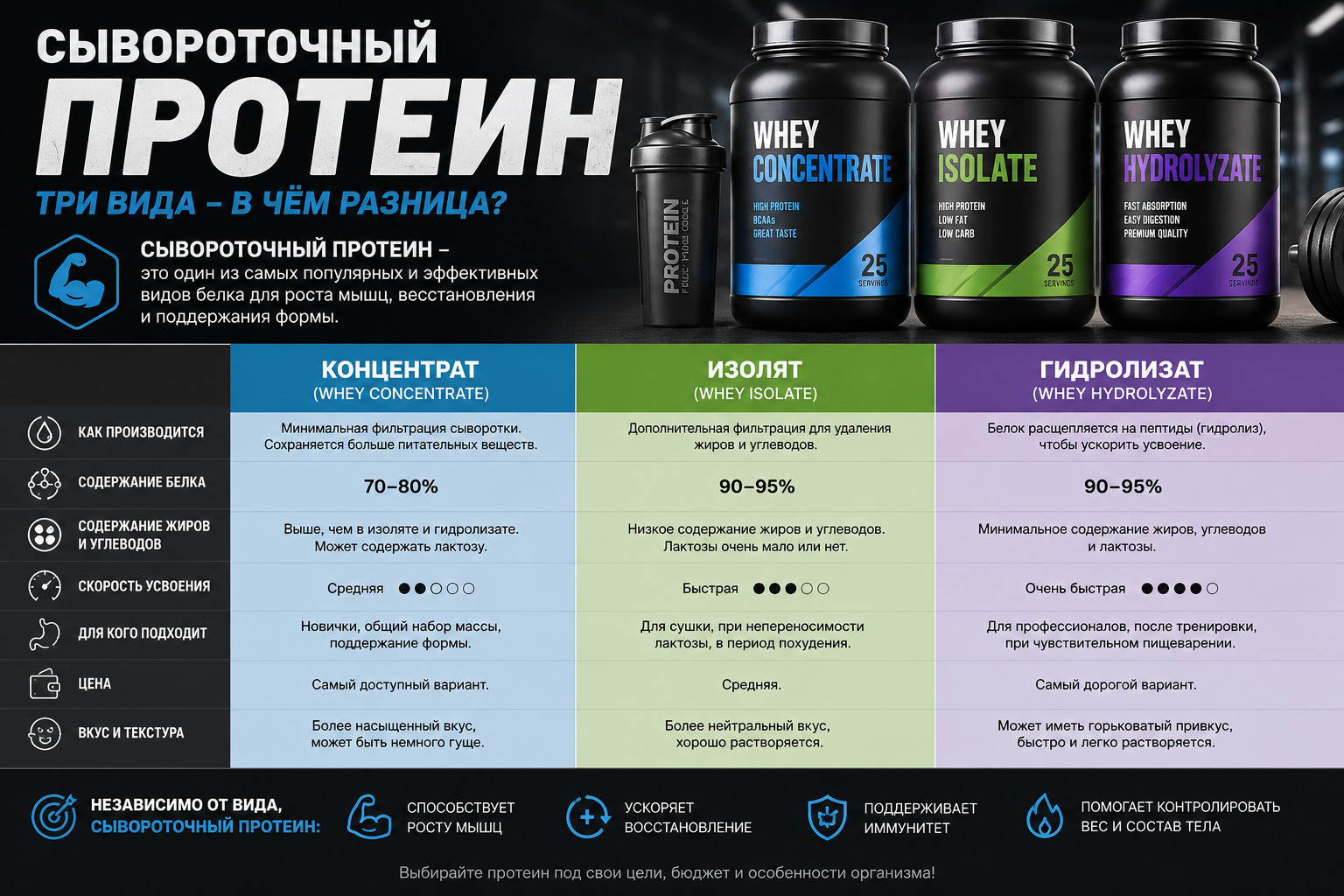 Разновидности сывороточного протеина