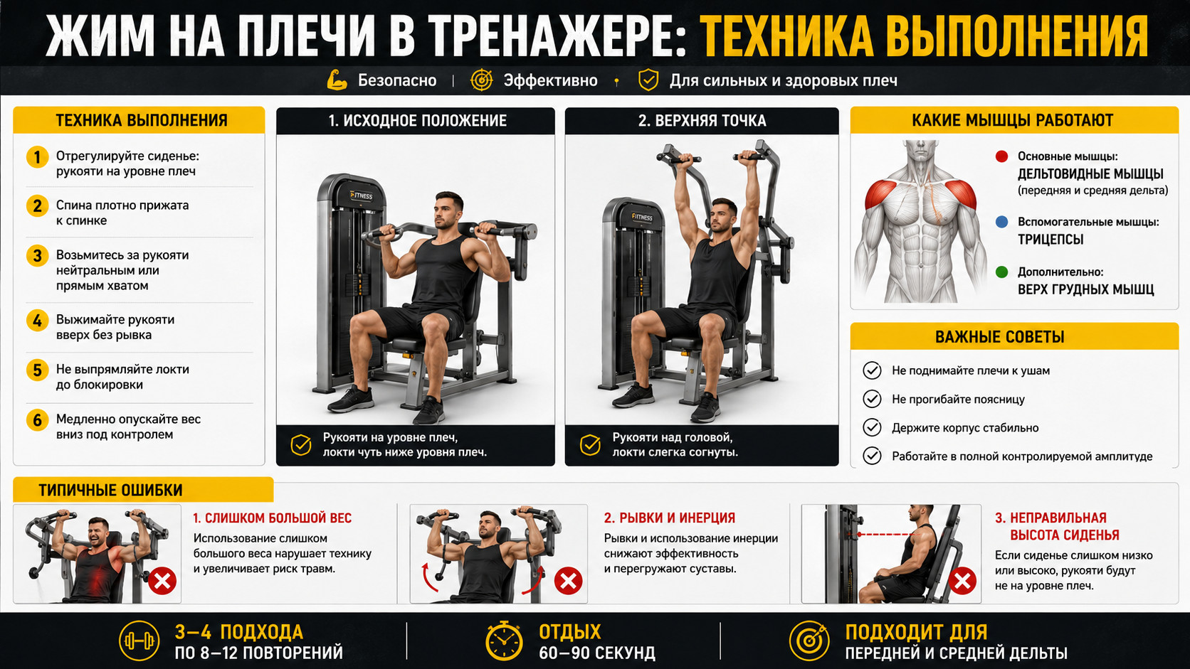 Жим на плечи в тренажере 